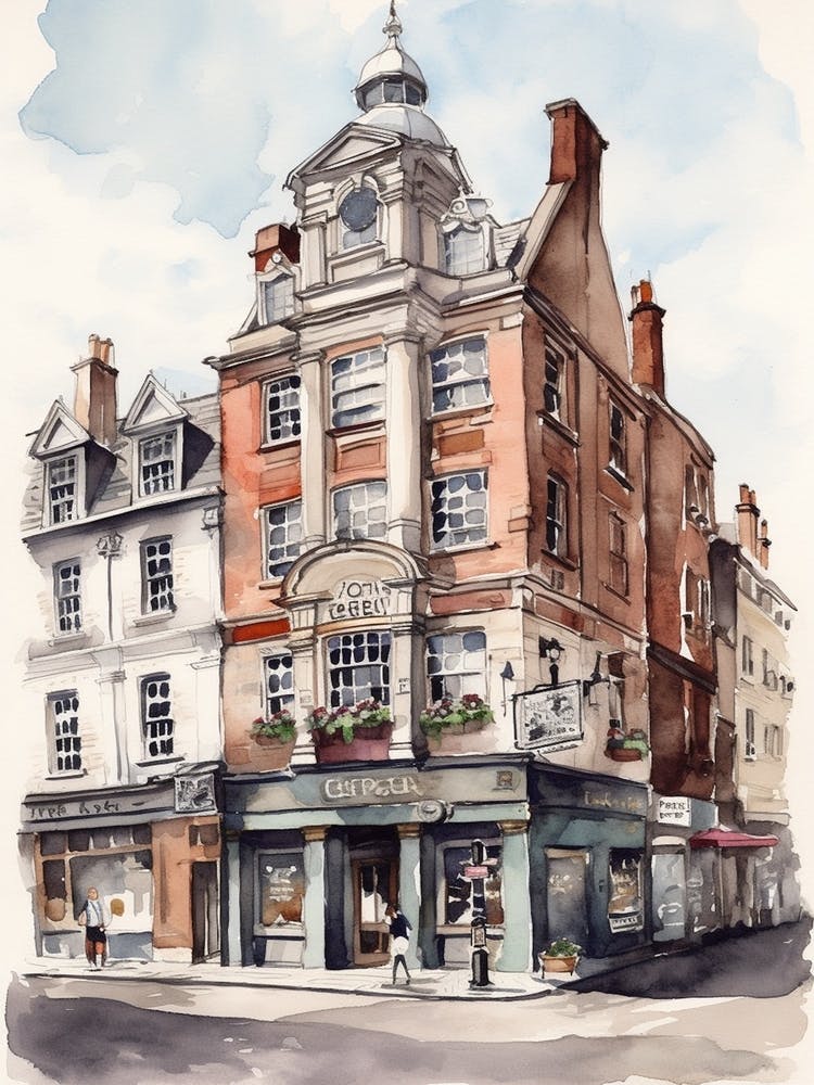 Spitalfields London Neighborhood, Watercolour 2