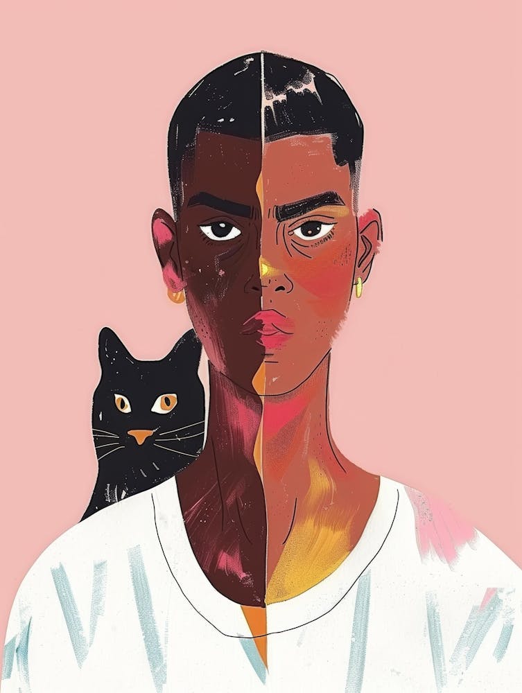Portrait Of A Man With A Cat