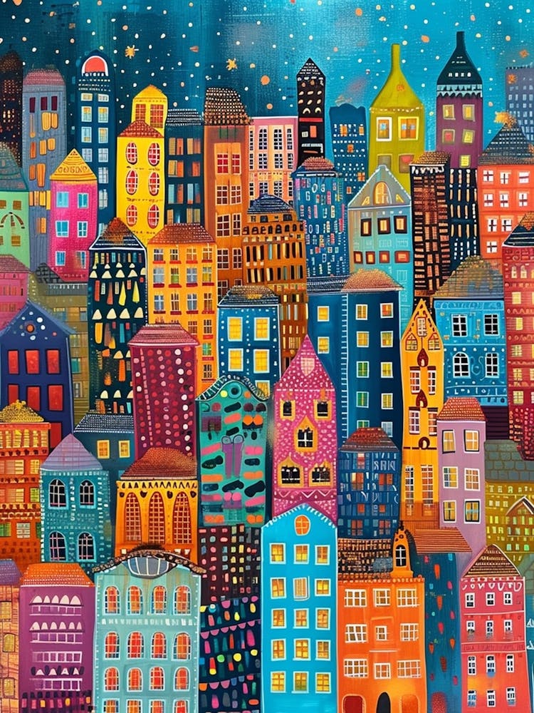 Kitsch Colourful England Cityscape 1
