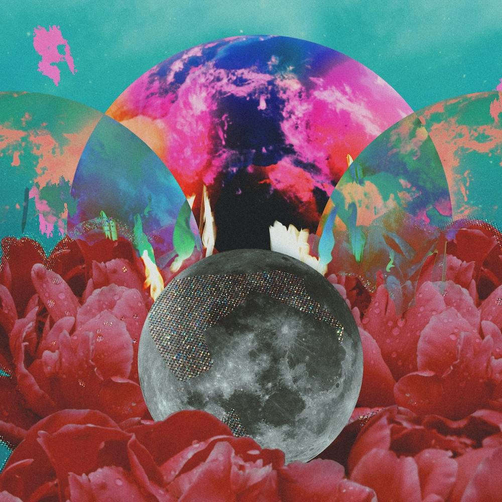 Peony Sparkly Moon Collage Square