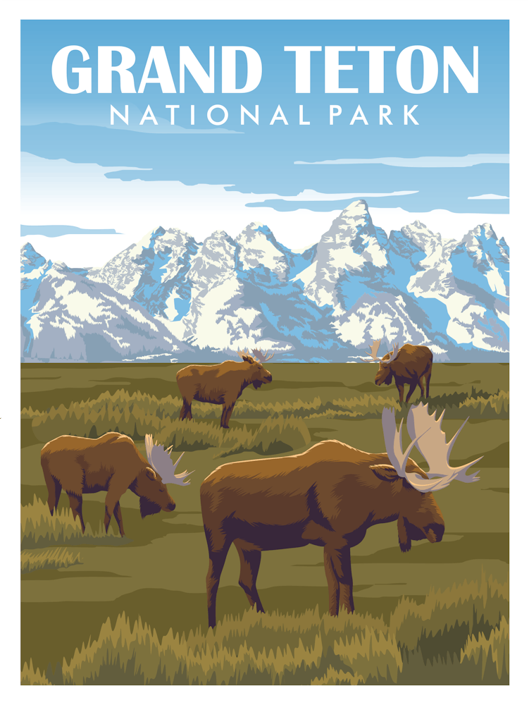 Grand Teton National Park Vintage Travel Poster