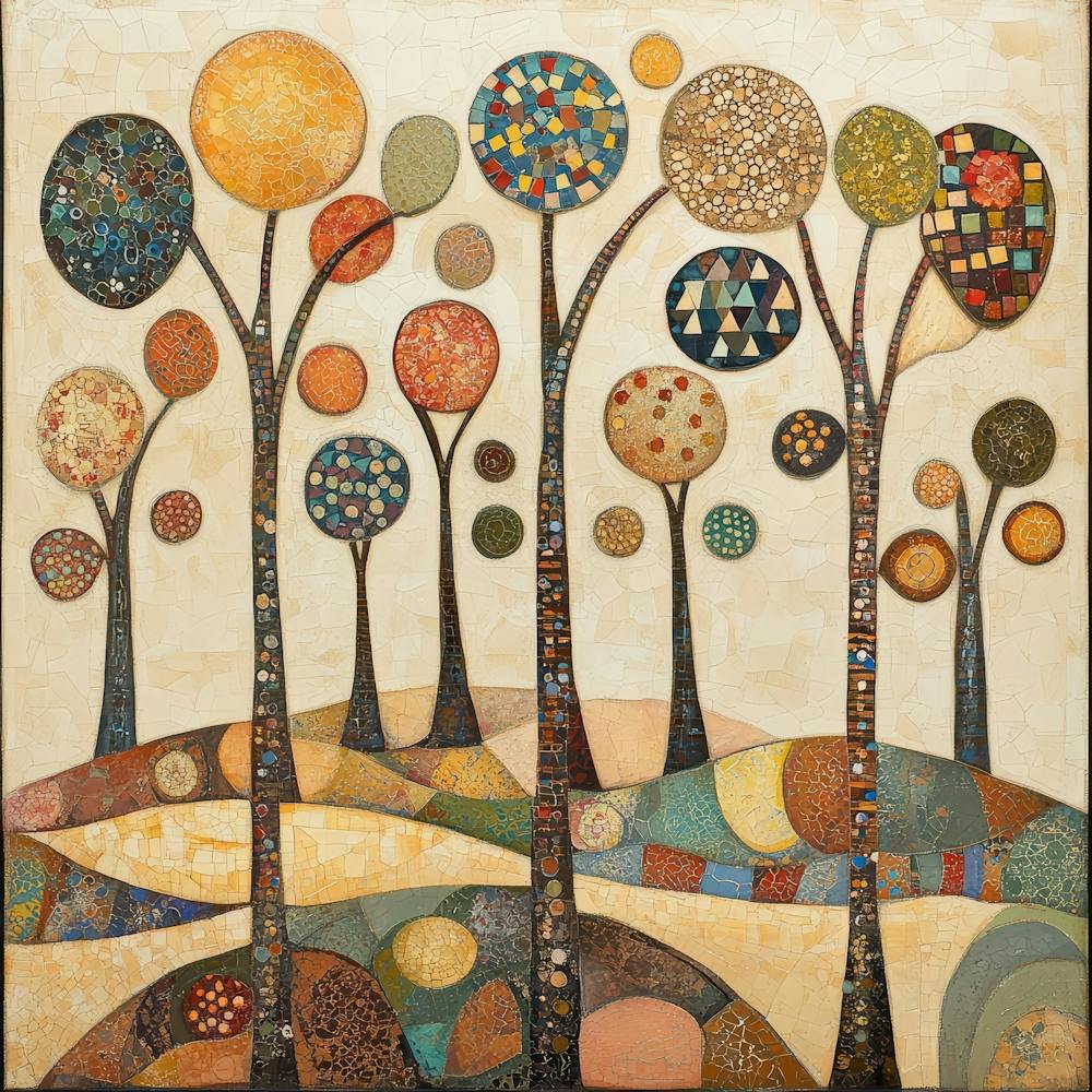 Volkskunst-Stil Mosaikbäume 10