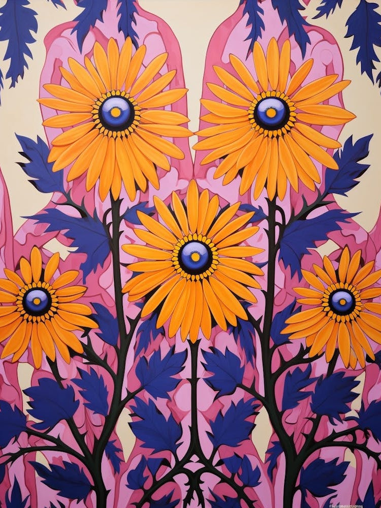 Flower Motif Painting Aster 1