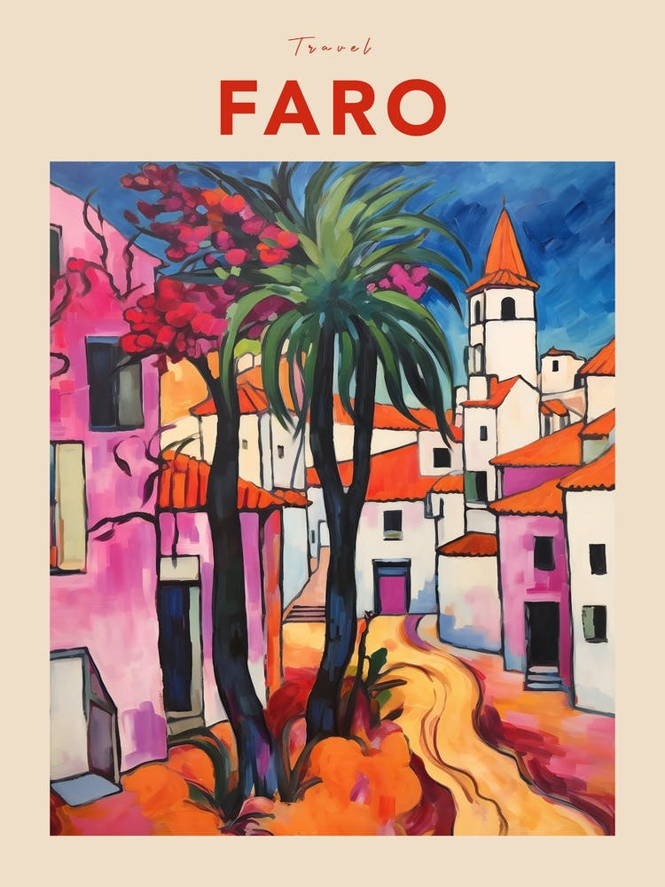 Faro Portugal 4 Fauvist Travel Poster
