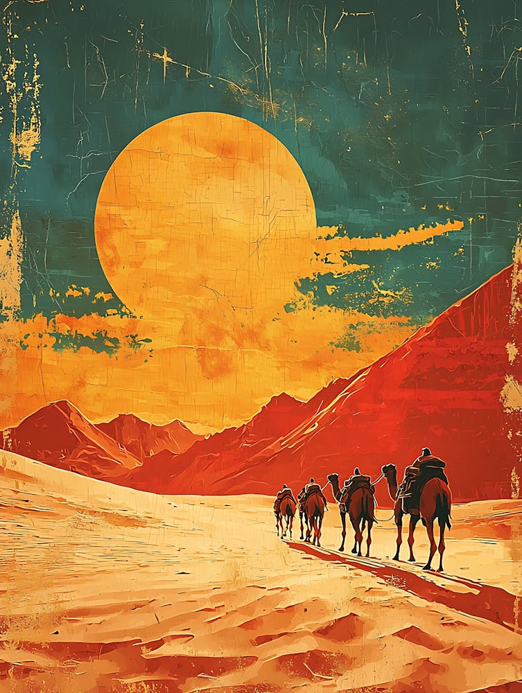 Desert Scene With Camels