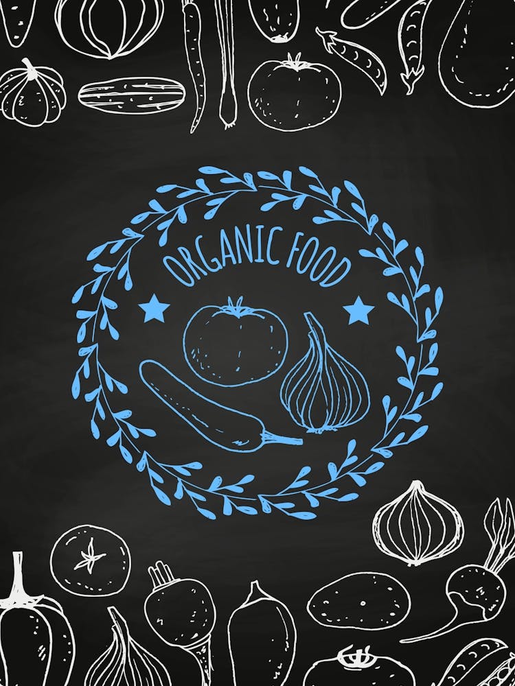 Organic Food Logo - food poster, kitchen wall art