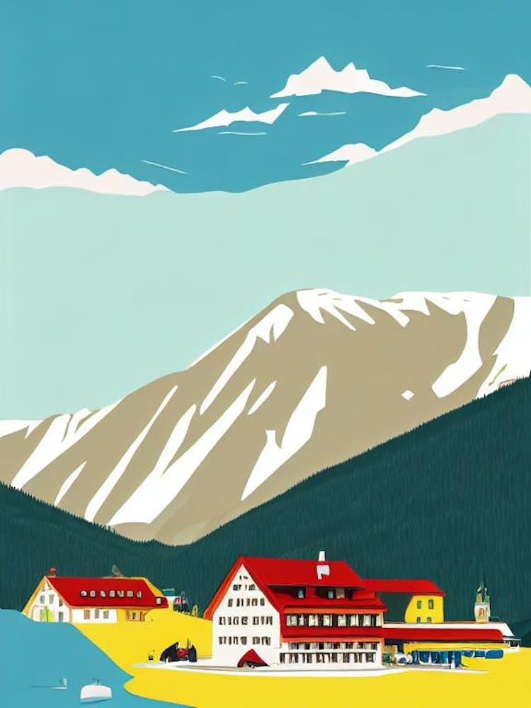 Nassfeld, Austria Midcentury Vintage Skiing Poster