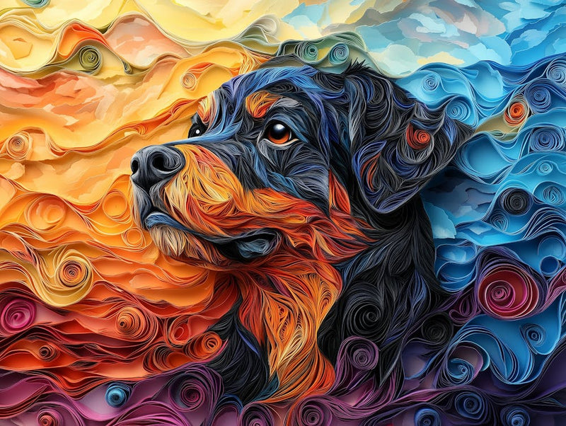 Rottweiler Paper Quilling Dog Portrait II
