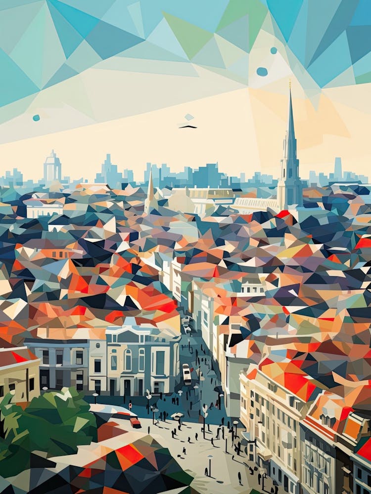 Brussels, Belgium, Geometric Illustration 2