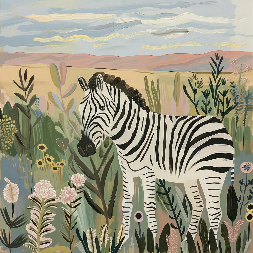 Zebra Pastel Illustration 4