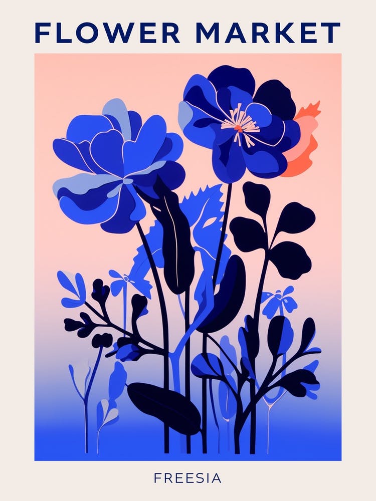 Blue Flower Market Poster Freesia 2