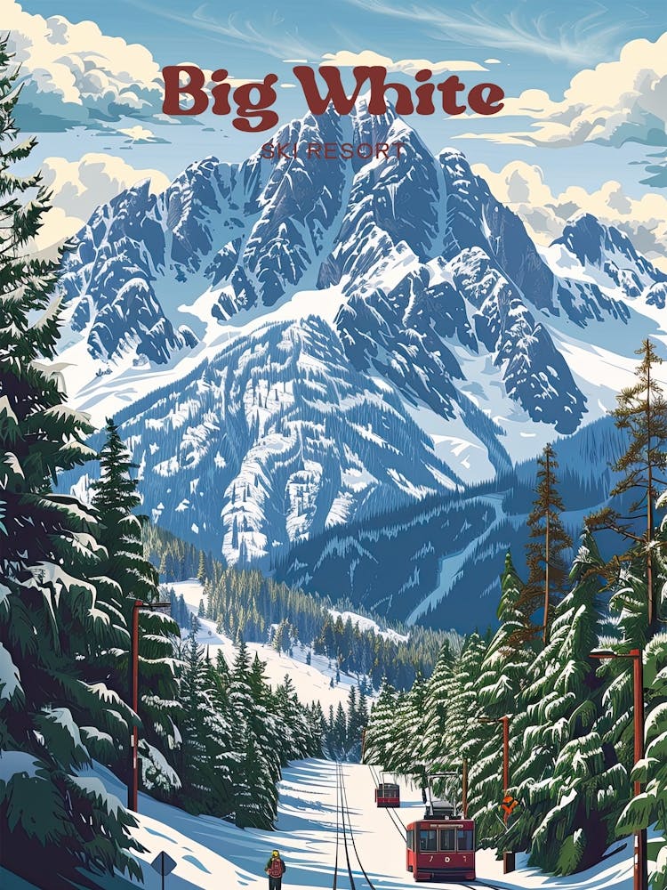Big White Snow Digital Travel Illustration