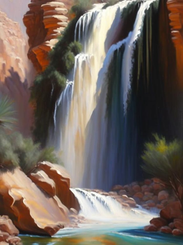 Ouzoud Falls, Morocco Peaceful Oil Art