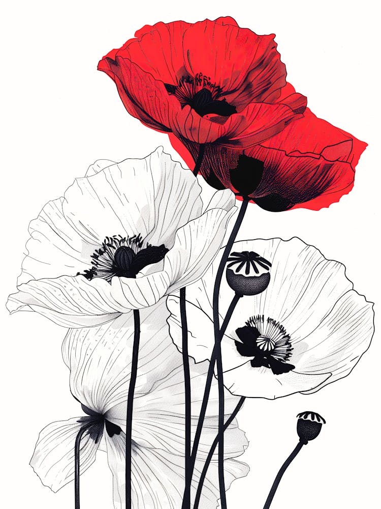Poppies flower nature art