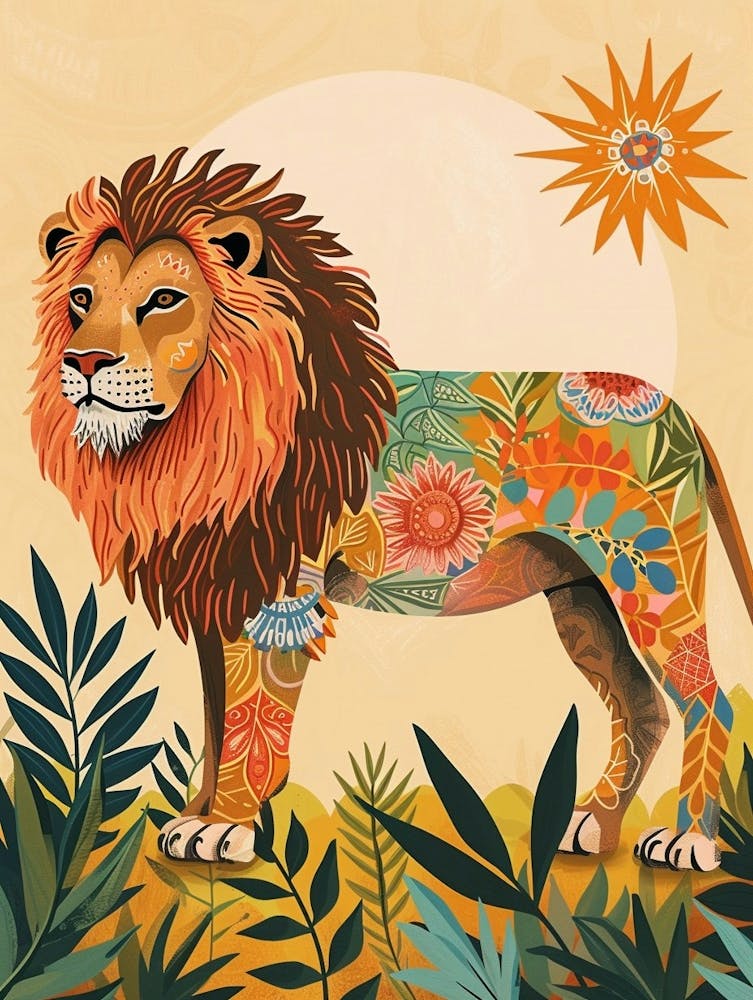 Barbary Lion Panthera Symbolic Imagery Illustration 1