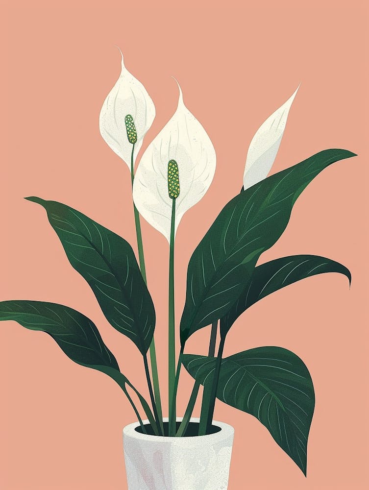 Peace Lily Plant Minimalist Illustration 7