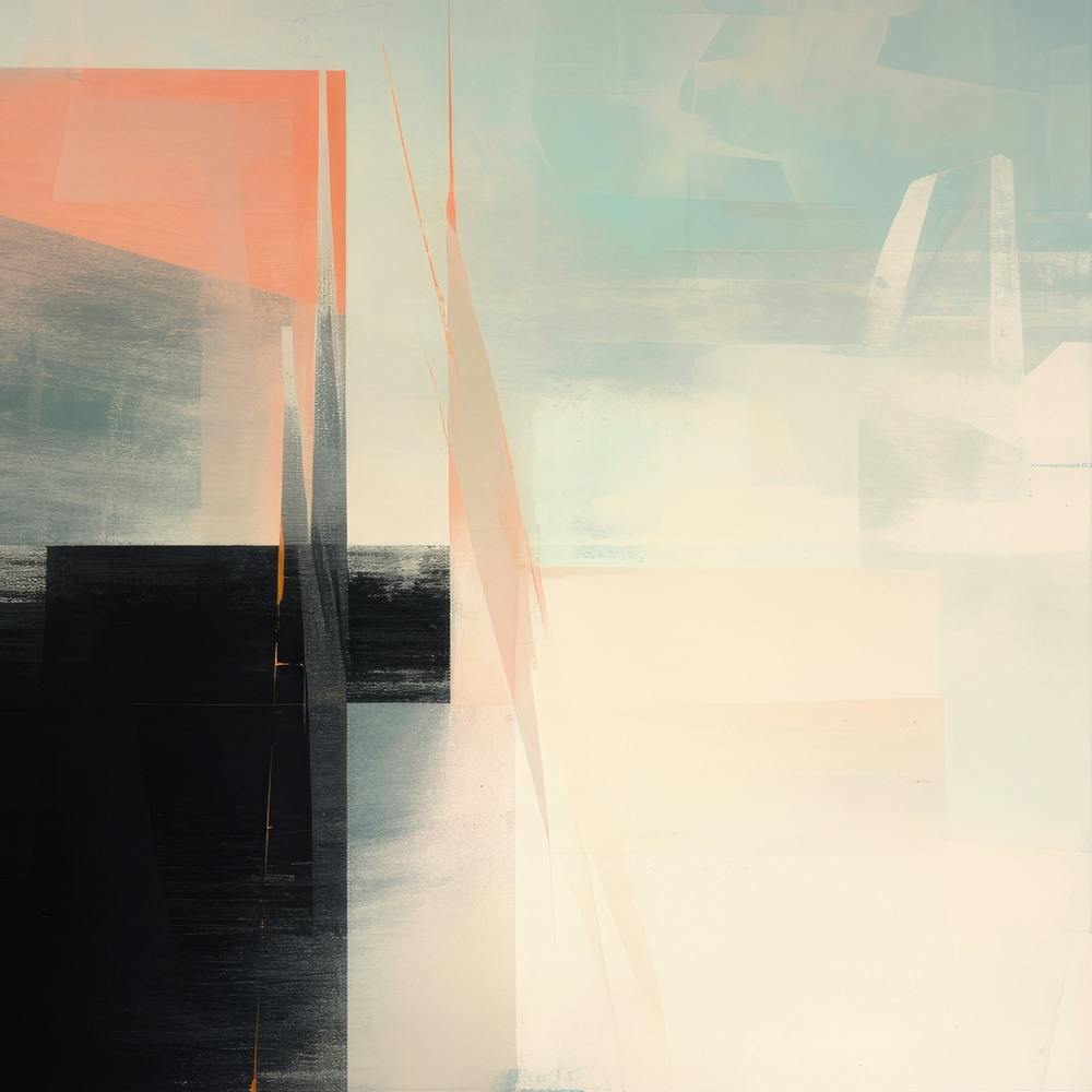 Geometric Forms Abstract In Black Pink Muted 2