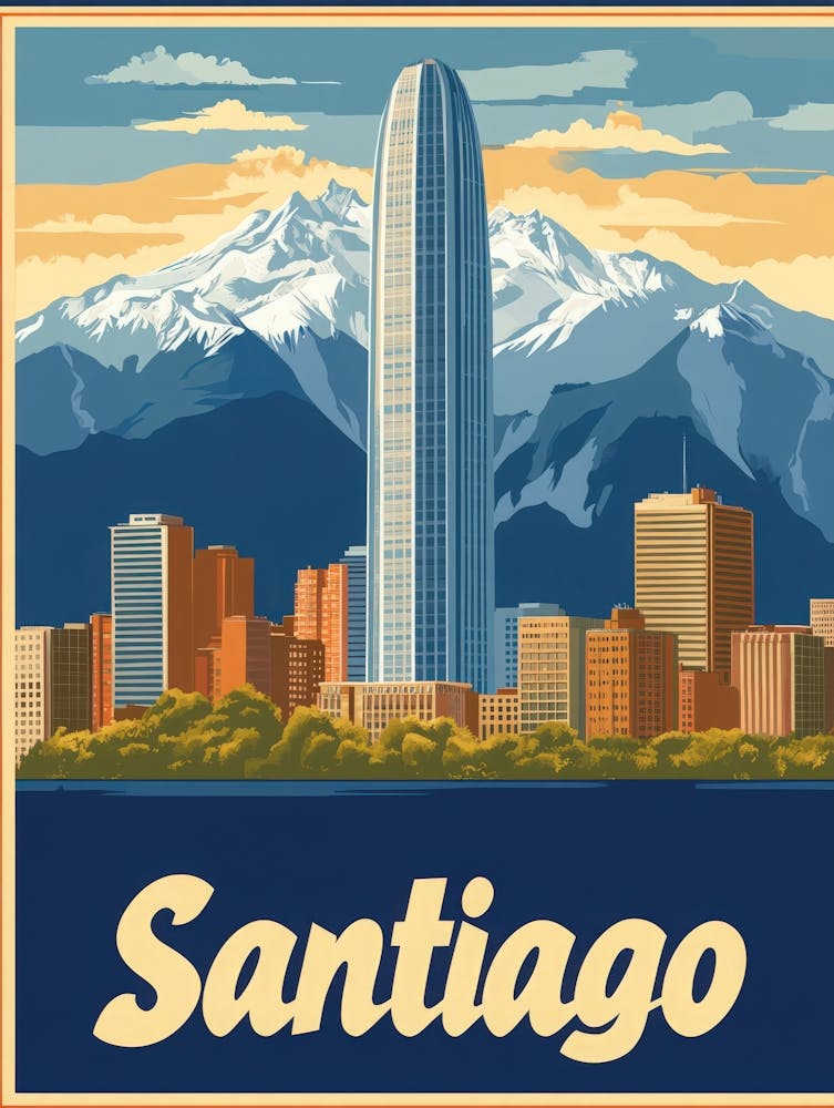 Aihrgdesign Une Affiche de Voyage Vintage de Santiago 1