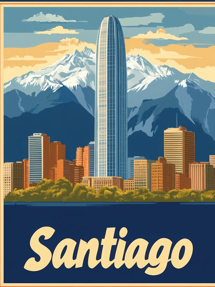 Aihrgdesign A Vintage Travel Poster Of Santiago 1
