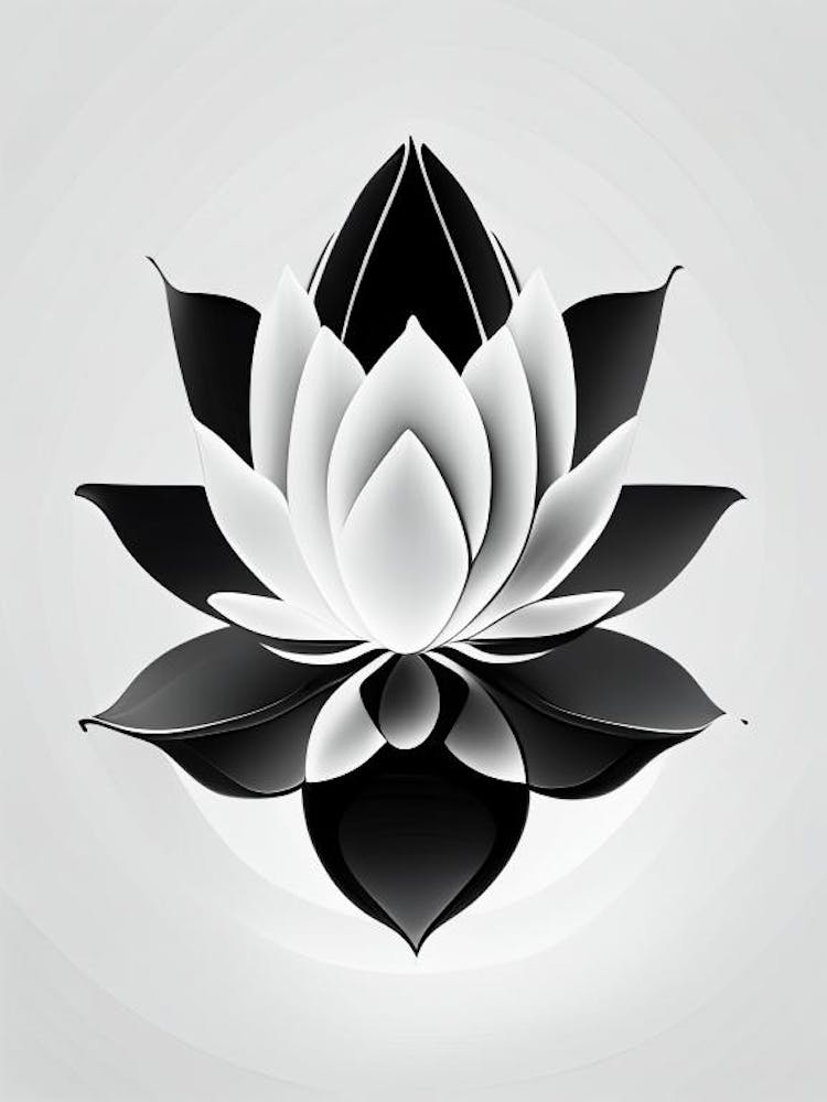 Double Lotus Black And White Geometric 1