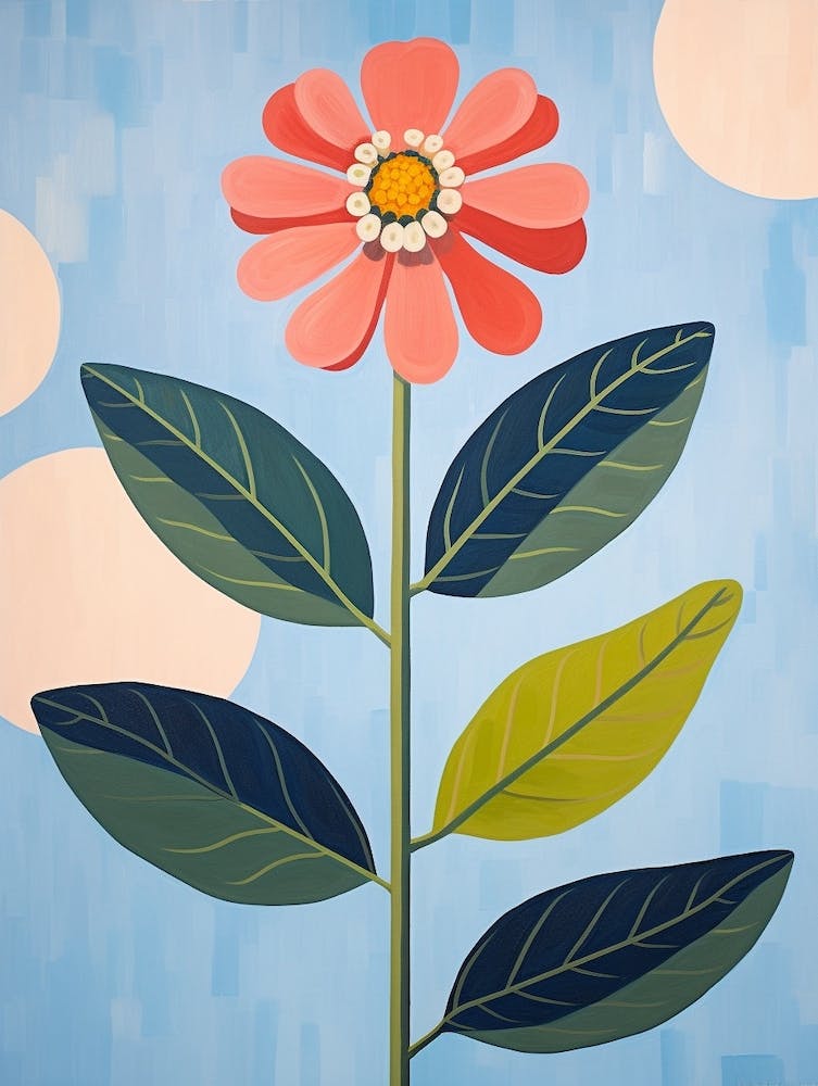 Zinnia 5 Hilma Af Klint Inspired Pastel Flower Painting