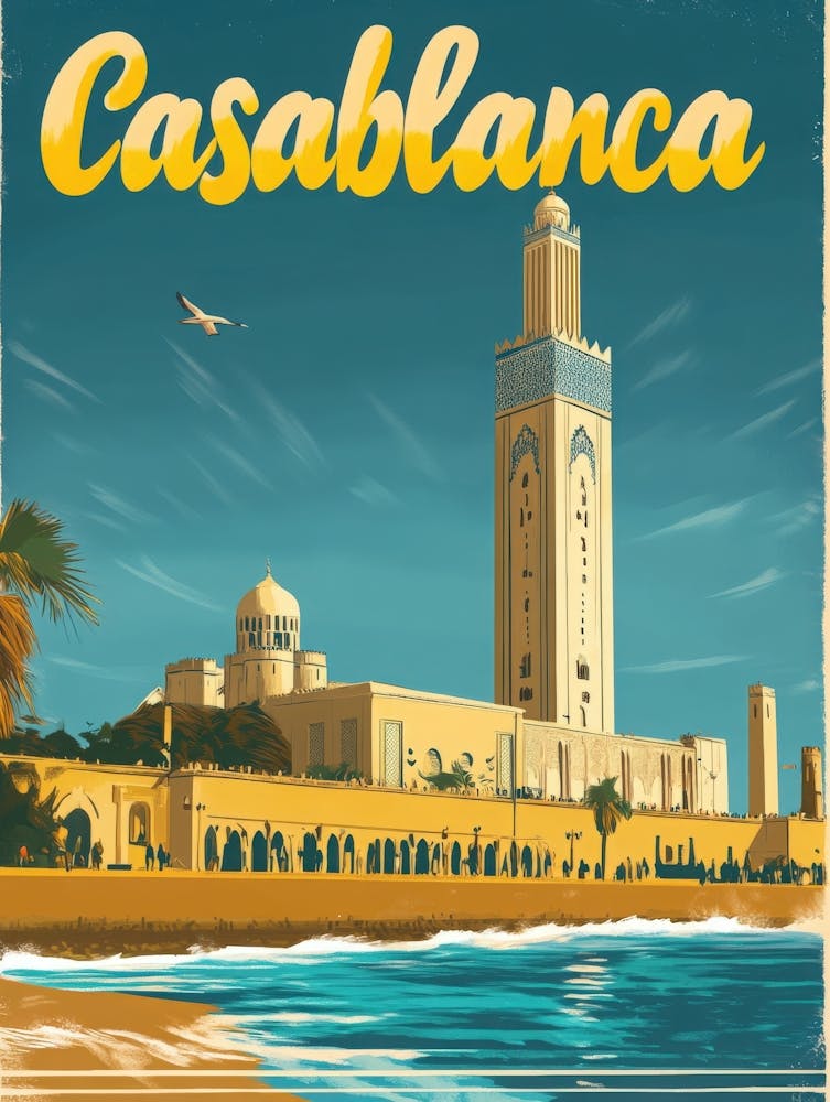 Aihrgdesign Ein Vintage-Reiseposter von Casablanca mit T Eb9b2ade 588b 4ae6 83f0 86defc66460c 1