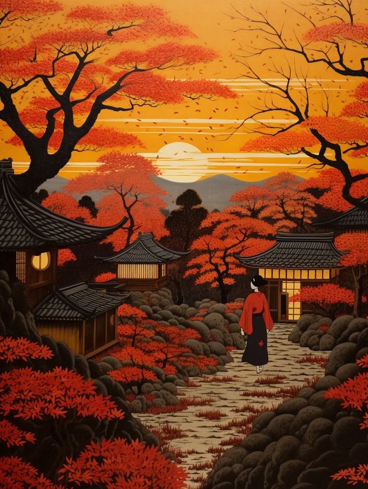 Changements Saisonnniers Illustration de Style Japonais 2