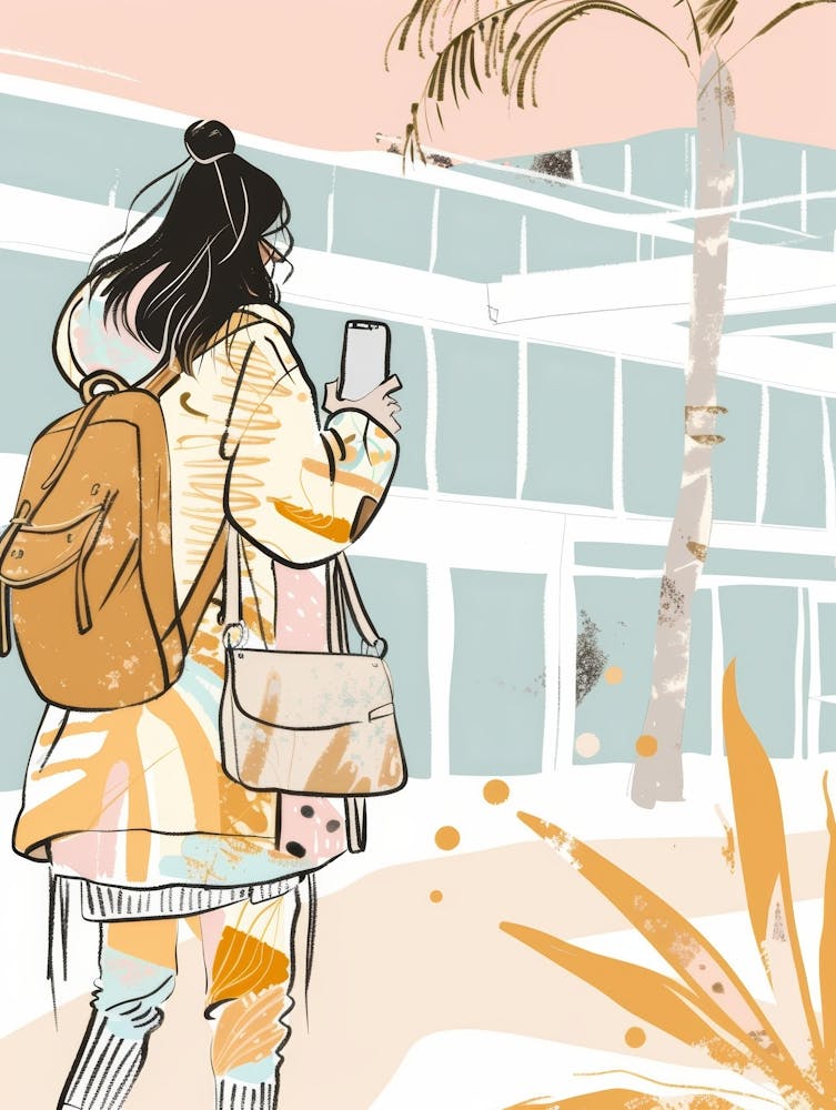 Illustration Of A Girl With A Backpack