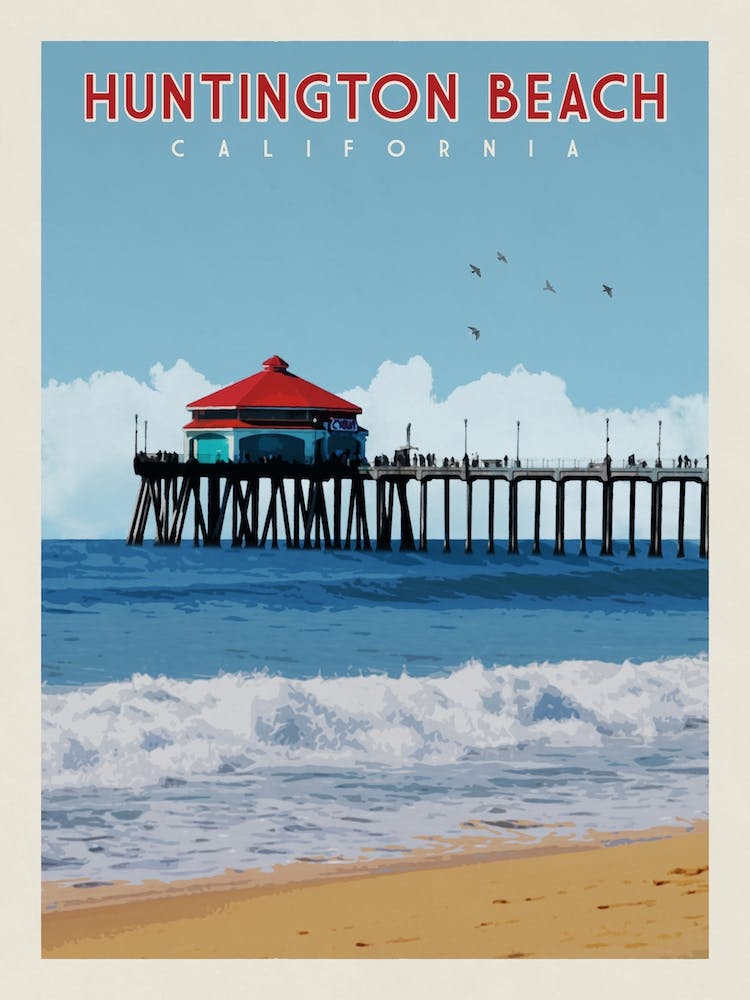 Huntington Beach California Travel Poster