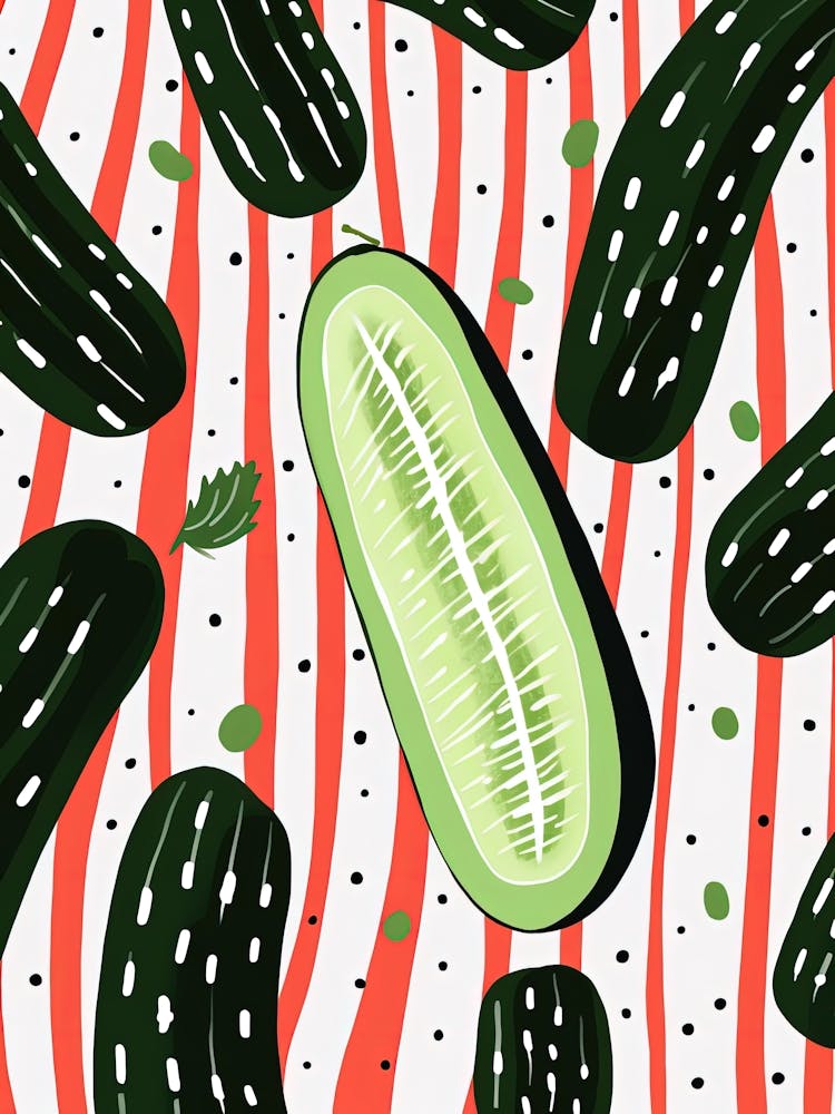 Cucumber Fruit Summer Illustration 3