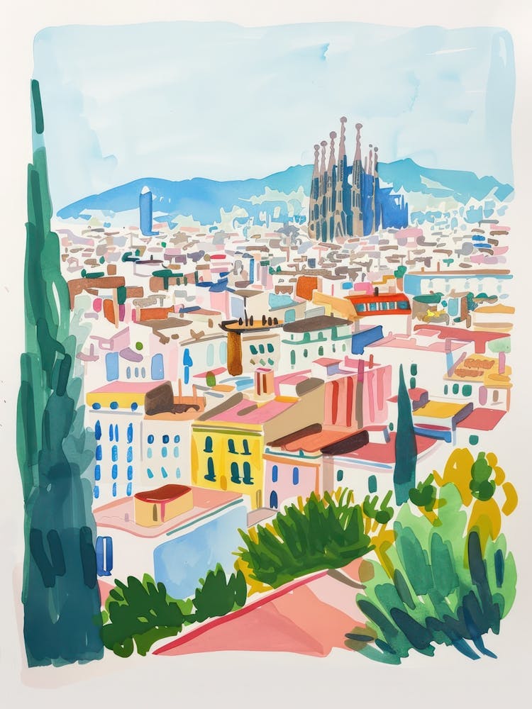 Travel Poster Happy Places Barcelona 4