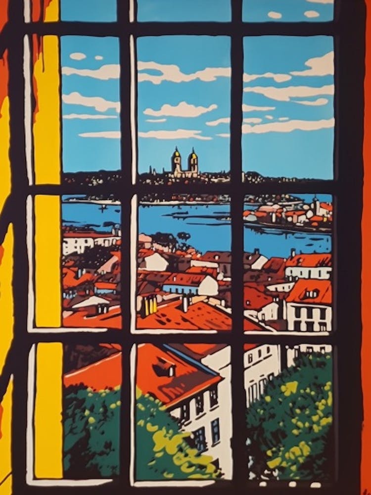 Window View Of Stockholm Sweden In The Style Of Pop Art 3