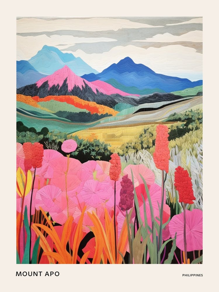 Mount Apo Philippines 2 Colourful Mountain Illustration Poster