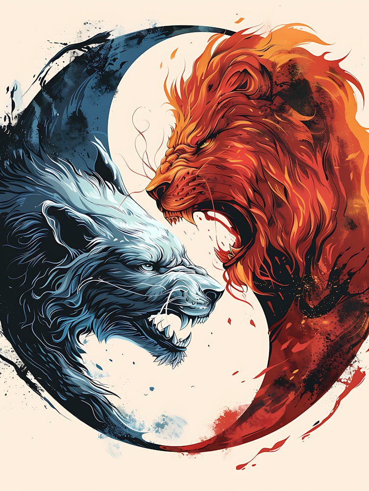 Badass Lion And Wolf 4