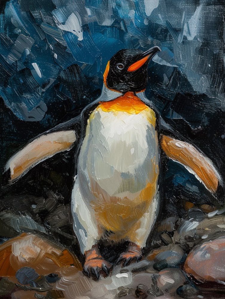 Adlie Penguin King George Island Oil Painitng 1