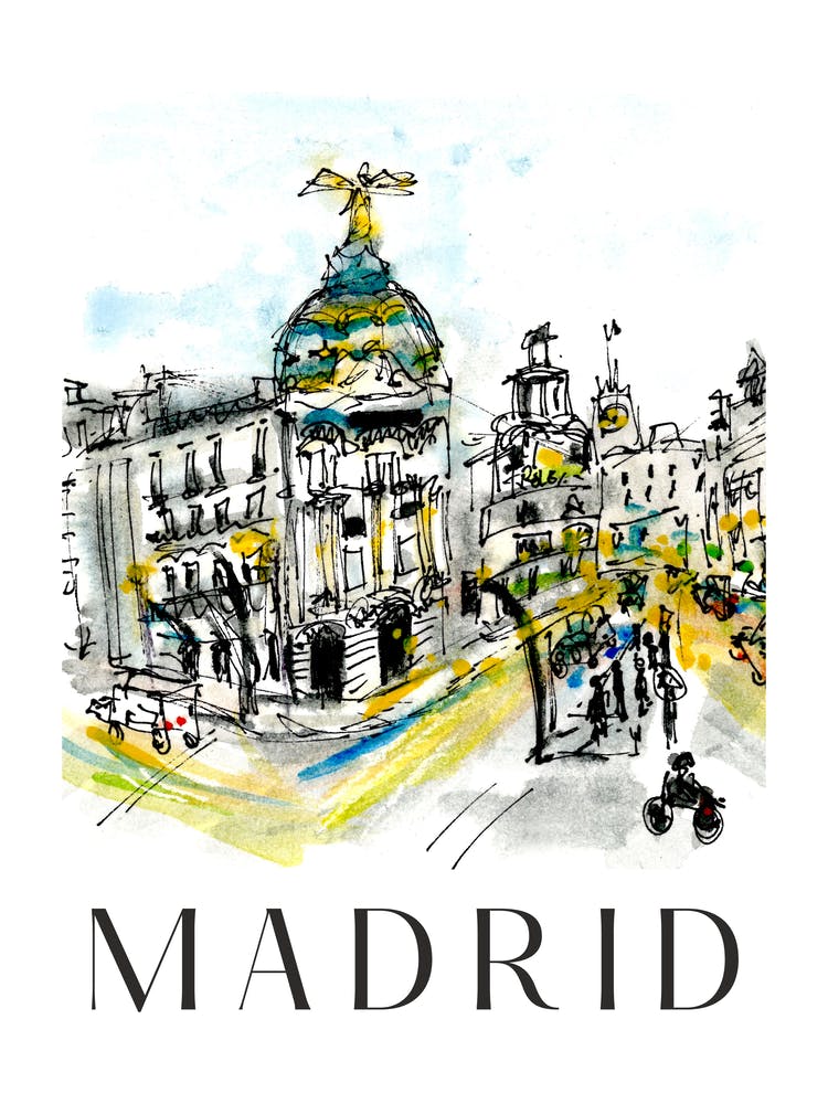 Madrid Gran Via Spain Metropolis Building Street Urban Scene