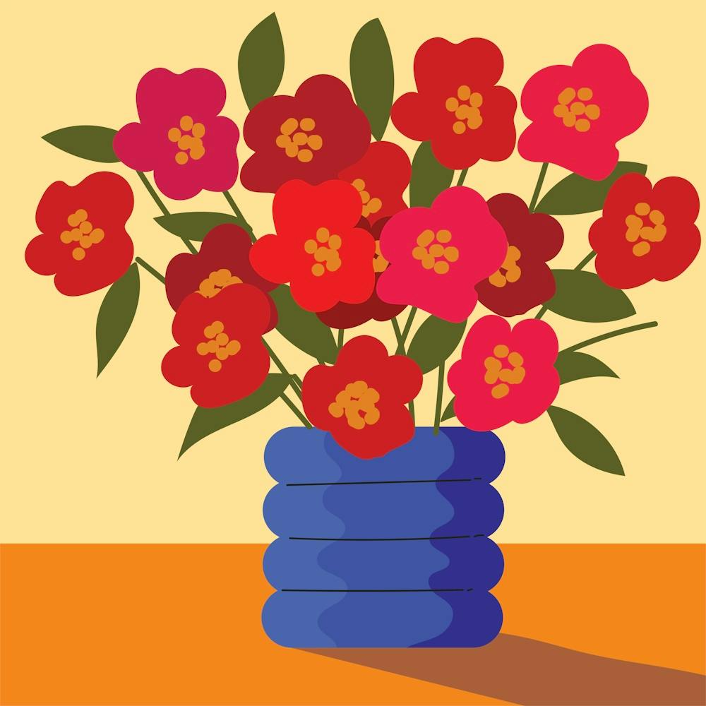 Red Flowers In A Vase