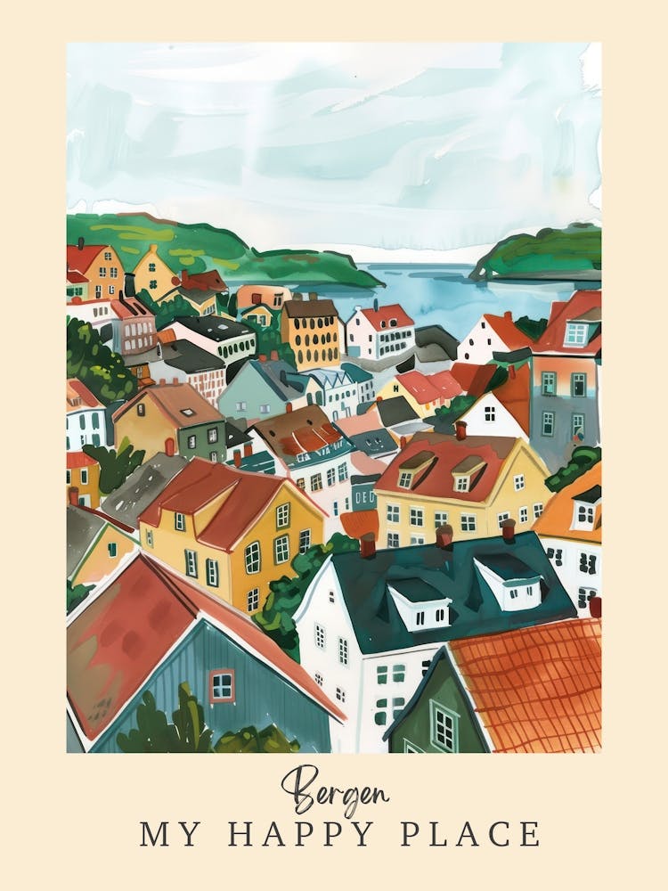 My Happy Place Bergen 1 Travel Poster
