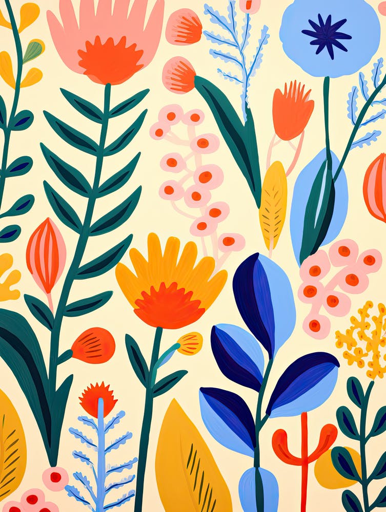 Flowers 28, Matisse style, Floral texture