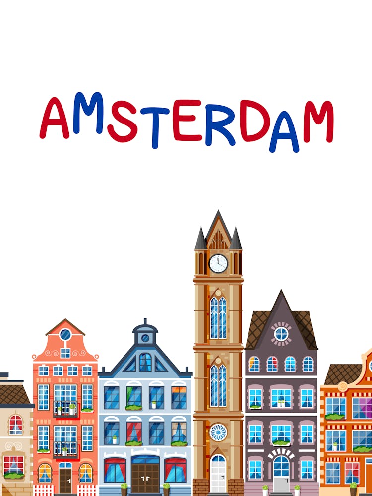 Amsterdam City Illustration Print Art 1