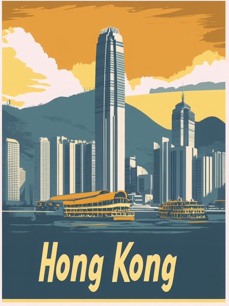 Aihrgdesign A Vintage Travel Poster Of Hong Kong Featuring Th 9d119aac 9a1d 4cef B0ce 3f784b171b8c 3