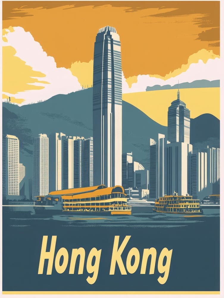 Aihrgdesign A Vintage Travel Poster Of Hong Kong Featuring Th 9d119aac 9a1d 4cef B0ce 3f784b171b8c 3