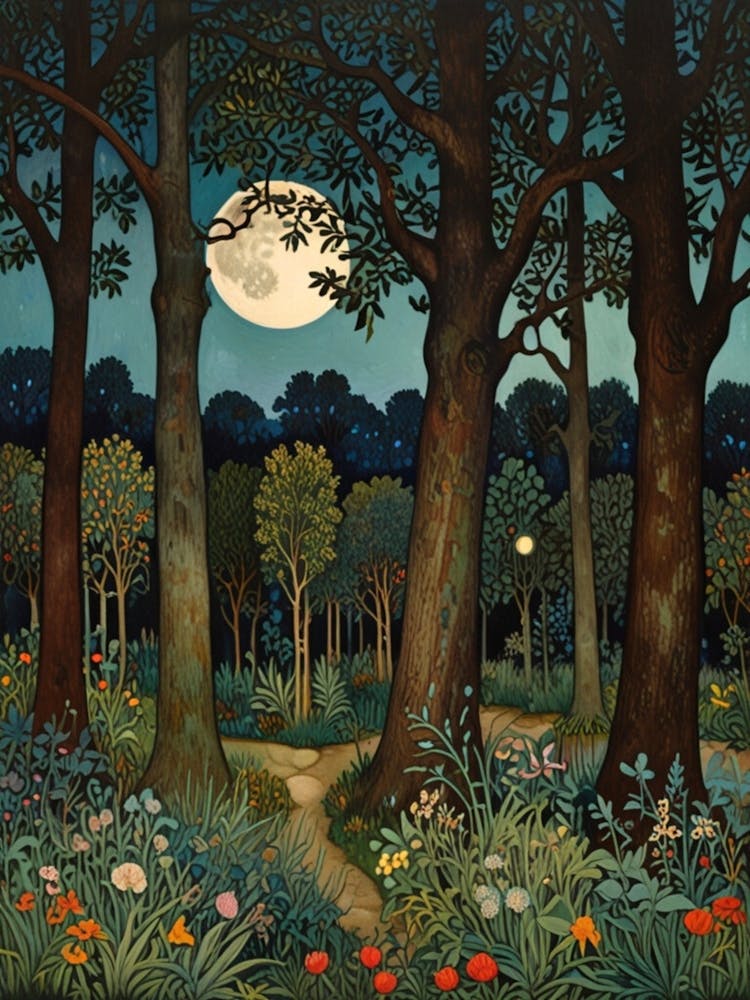 William Morris Moonlight In The Woods 58