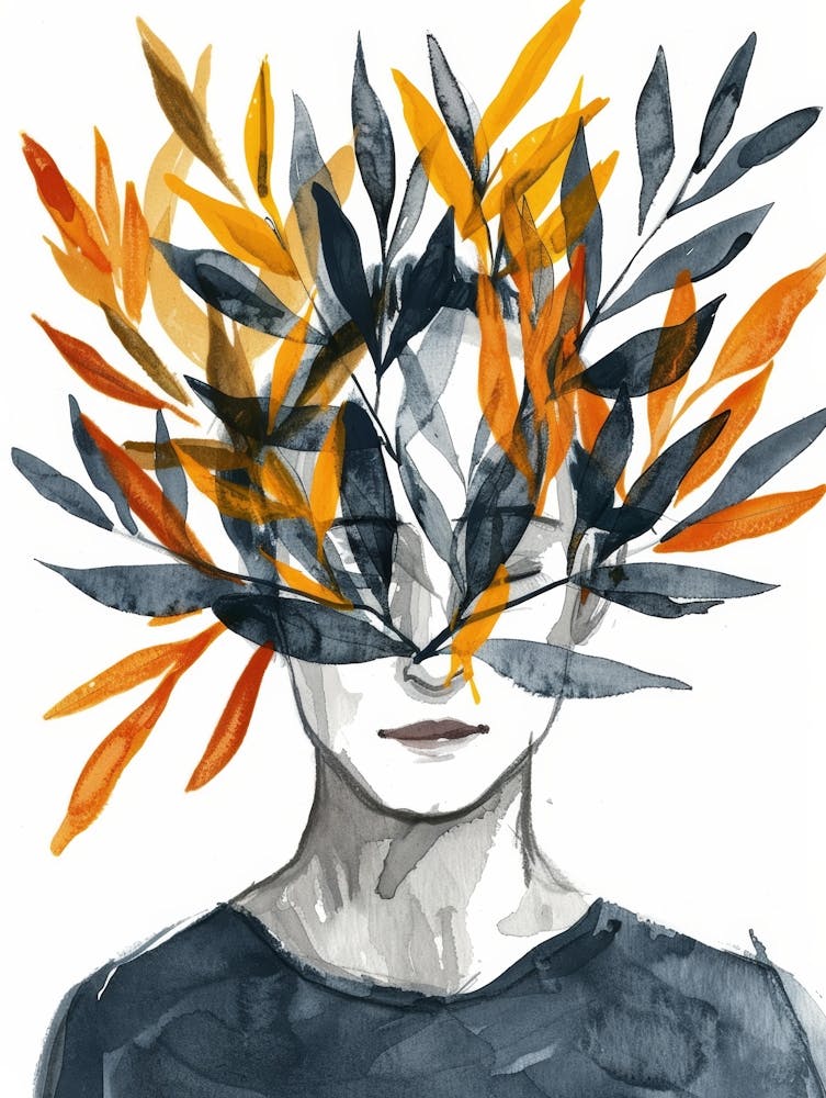 Personne Aux Feuilles Sur La Tête