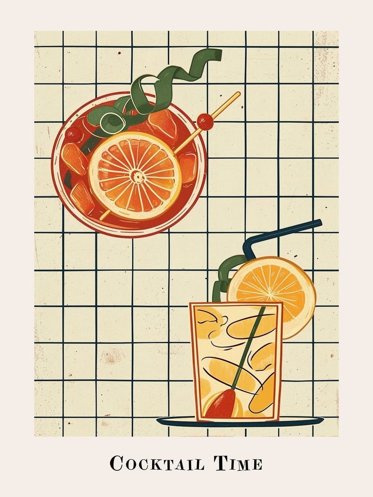 Cocktail Time Tile Watercolour Poster 5