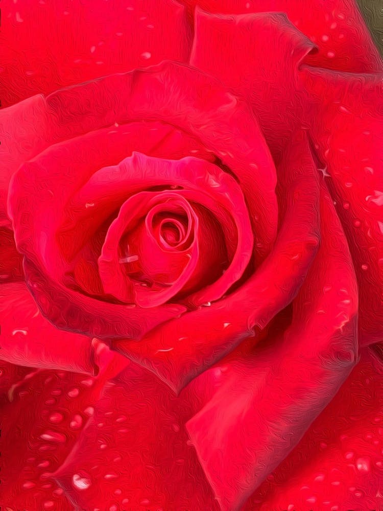 Water On Rose In Oil