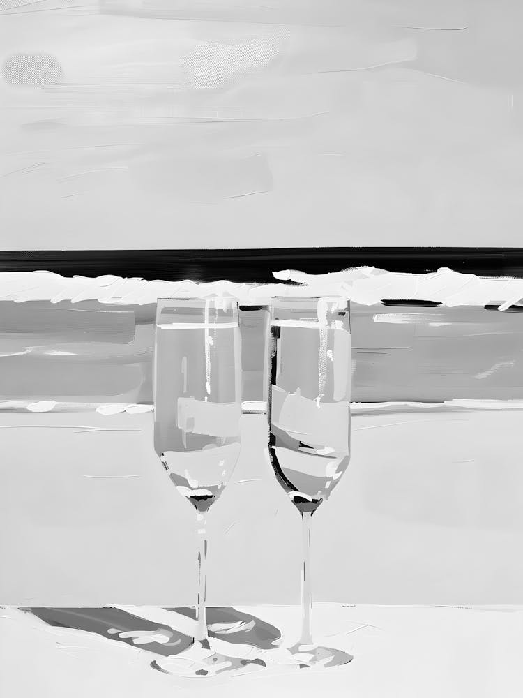 Two Wine Glasses On The Beach
