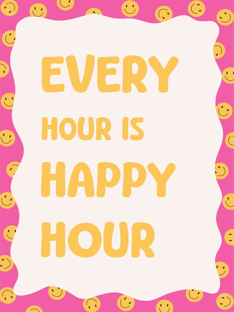 Every Hour Is Happy Alcohol Cocktail Bar Cart