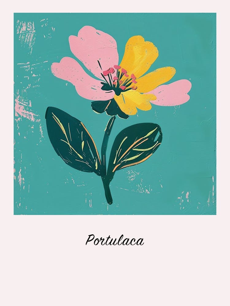 Portulaca 2 Square Flower Illustration Poster