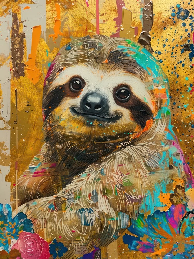 Sloth Gold Effect Collage 3